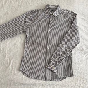 Express Men’s Medium Extra Slim Fit Dress Shirt | Striped Spread Collar